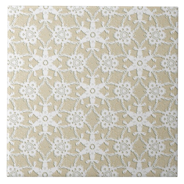 Carreau Dentelle antique - blanc et beige (Devant)