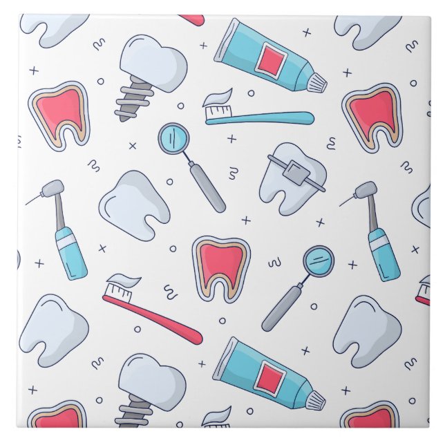 Carreau Dents et outils Motif dentaire (Devant)