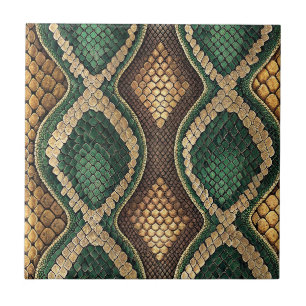 Carreau Design à motif de peau de serpent diamanté émeraud