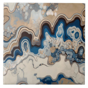 Carreau Design abstrait, peinture moderne, vagues, lignes
