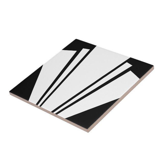 Carreau Design Art Déco Blanc Et Noir (Côté)