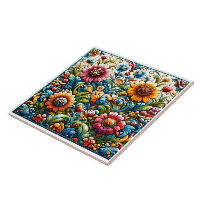 Carreau Design d'art floral (Côté)