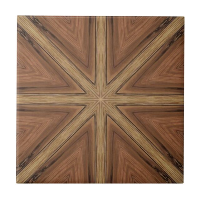 Carreau Design d'art géométrique en étoile de bois (Devant)