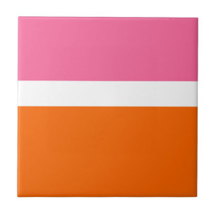 Carreau Design de bloc de couleur rose blanc orange clair