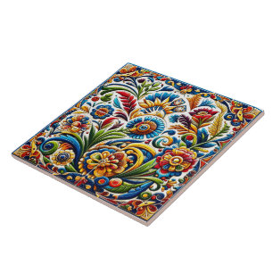 Carreau Design De Carrelage Floral Vibrant Avec Des Détail