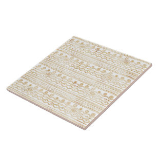 Carreau Design de gribouillages tribus or et blanc