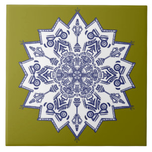 Carreau Design de porcelaine bleue. Que voyez-vous ?
