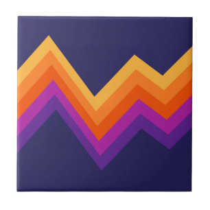 Carreau Design de zigzag rouge, orange et jaune rétro