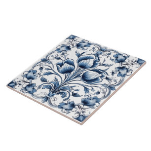 Carreau Design élégant de carrelage azulejo rustique bleu