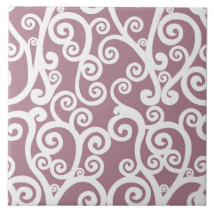 Carreau Design élégant, motif floral, rose poussiéreux, bl