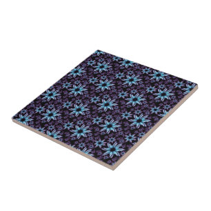 Carreau Design floral bleu et mauve