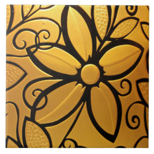 Carreau Design floral jaune doré