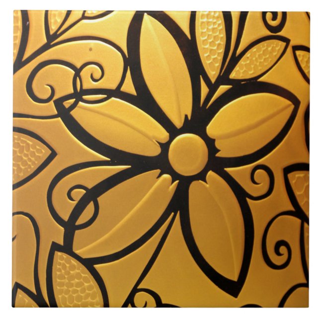 Carreau Design floral jaune doré (Devant)