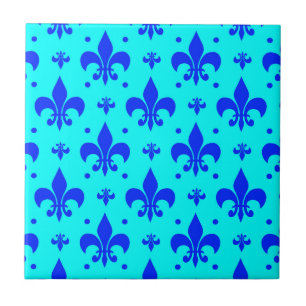 Carreau Design Motif Fleur de lis bleu