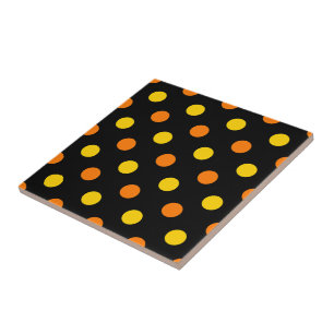 Carreau Design Orange Jaune Sur Fond Noir À Points