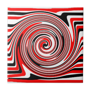 Carreau Design psychédélique rouge blanc et noir