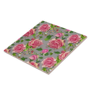 Carreau Design Rose de jardin de campagne français élégant