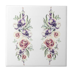 Carreau Design vintage Carrelage céramique Fleurs Peinture