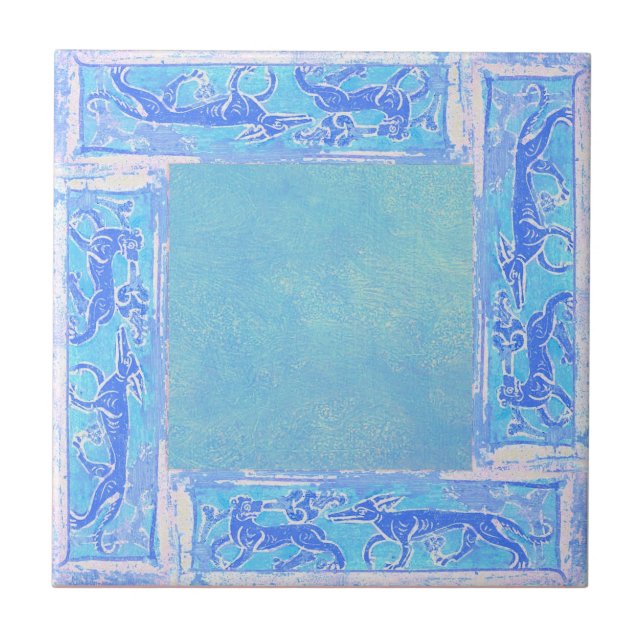 Carreau Designs Anciens En Bleu Ciel Quatrième De Quatre (Devant)