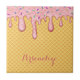 Carreau Dessert sucré à la crème glacée rose