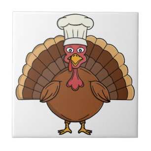 Carreau Dessin animé dinde de chef Thanksgiving