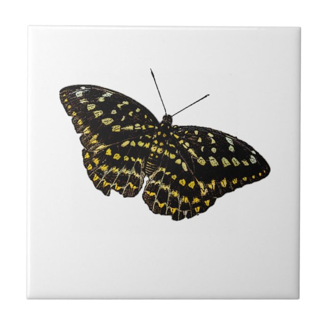 Carreau Dessin d'art papillon jaune et noir Nature (Devant)