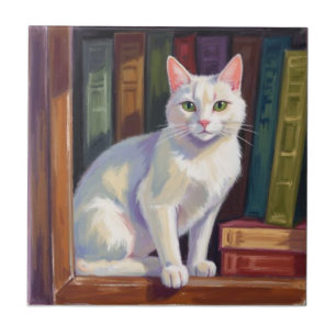 Carreau Dessin de chat blanc