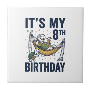 Carreau Dessin de hamac de tortue pour 8e anniversaire Gra