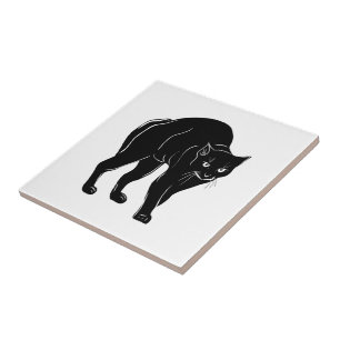 Carreau Dessin en silhouette de chat noir à rallonge d'Hal