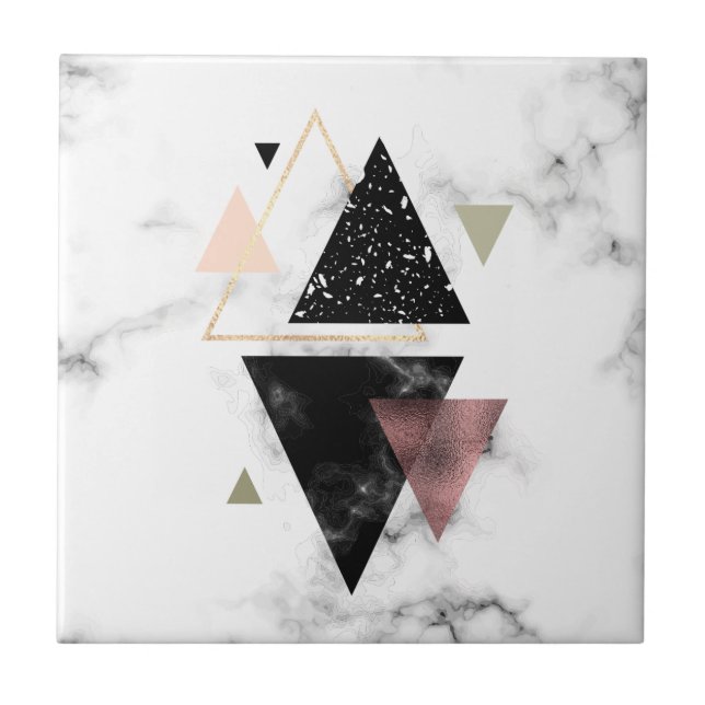 Carreau Dessin géométrique de marbre en métal (Devant)