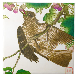 Carreau Dessin japonais de geai sur une vigne