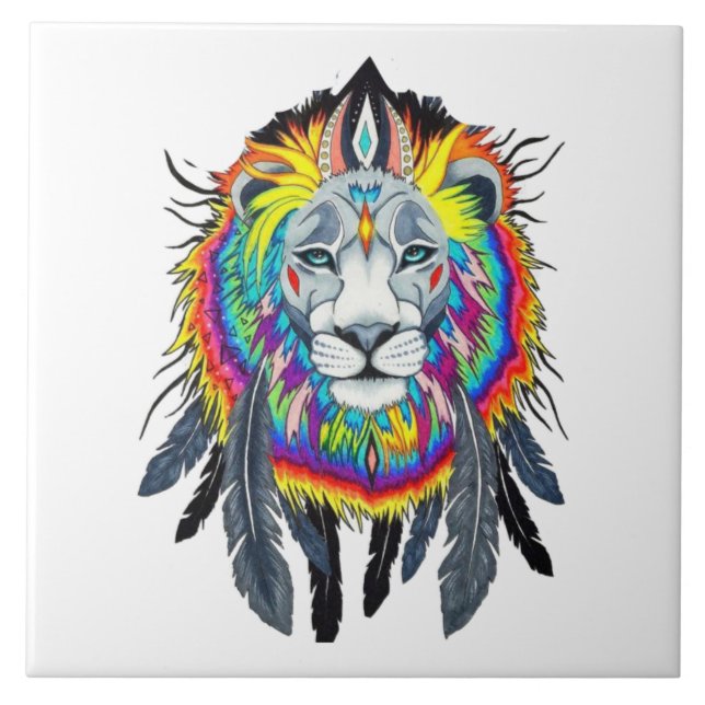 Carreau Dessin Lion couleur vive (Devant)