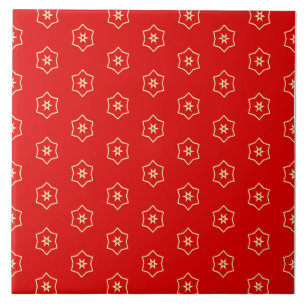Carreau Dessin ornemental rouge et or