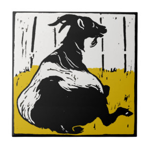 Carreau Dessous de verre animal de coupe victorien - Chèvr