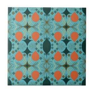 Carreau Dessous de verre en pierre turquoise géométrique B