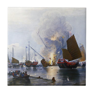 Carreau Détruire les joncs de guerre chinois 1843