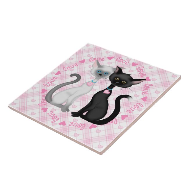 Carreau Deux chats mignons en amour (Côté)