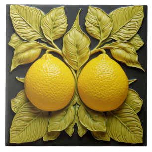Carreau Deux citrons Citrons d'été méditerranéens 3D
