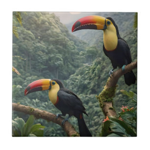 Carreau Deux Oiseaux Toucans Tropicaux,