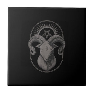 Carreau Devil Goat Pentagram Baphomet Satan Occult Satanic