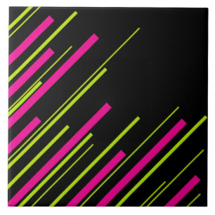 Carreau Diagonales en vert citron, rose et noir