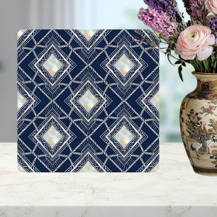 Carreau Diamant Art Déco Géométrique Argent Incrustation N