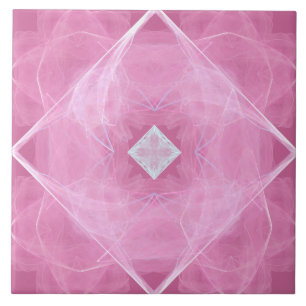 Carreau Diamant blanc sur dentelle rose Carrelage en céram