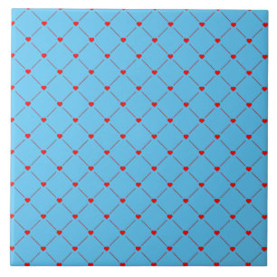 Carreau Diamant Formé Rouge Coeur & Ligne Art