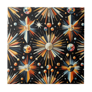 Carreau Diamant Orange Mid Century Moderne 
