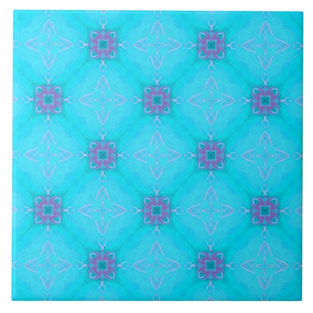 Carreau Diamant turquoise et Motif Carré (Devant)