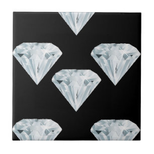 Carreau Diamants brillants argentés sur noir