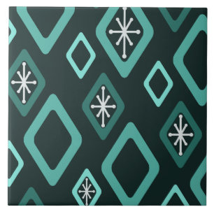 Carreau Diamants du milieu du siècle Turquoises