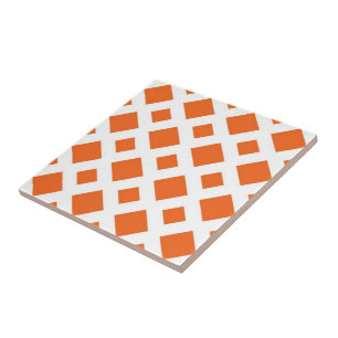 Carreau Diamants orange sur blanc