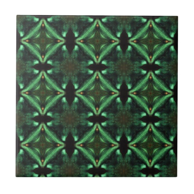 Carreau Diamants vert émeraude magnifique art géométrique (Devant)